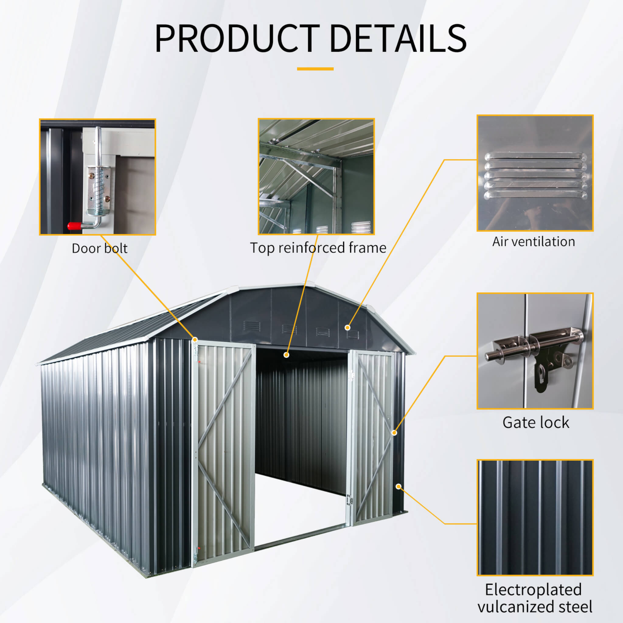 Lockable Arch Roof Metal Shed CorrosionResistantWeatherproofing | SAKSBY WHOLESALE
