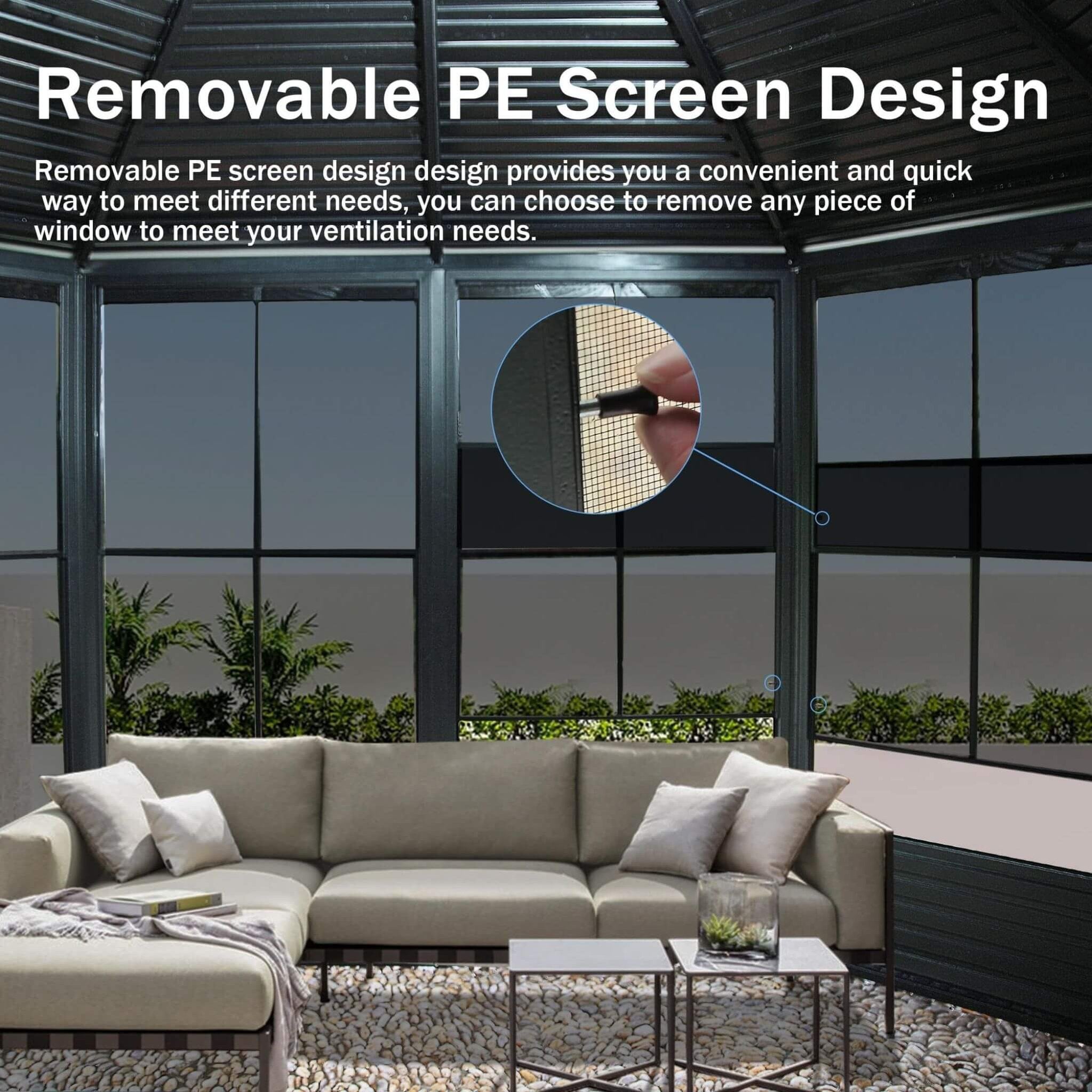 Lockable Doors Weather-Resistant Galvanized-Steel Octagonal Sunroom | SAKSBY WHOLESALE