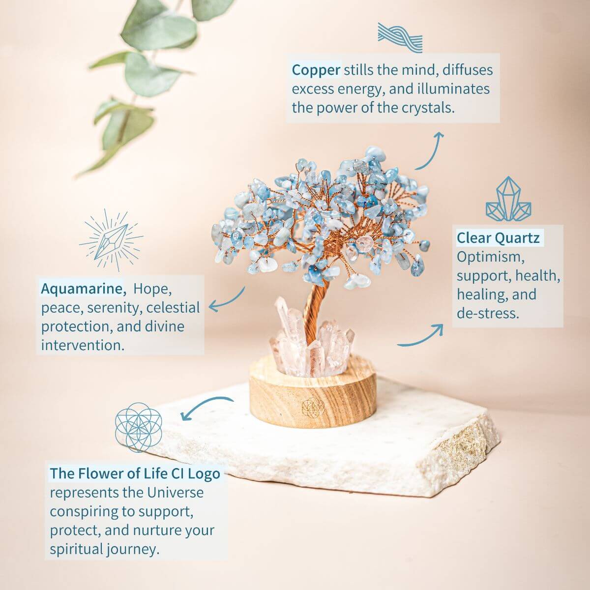 Luminescent Celestial Aquamarine Lamp Tree | Conscious Items