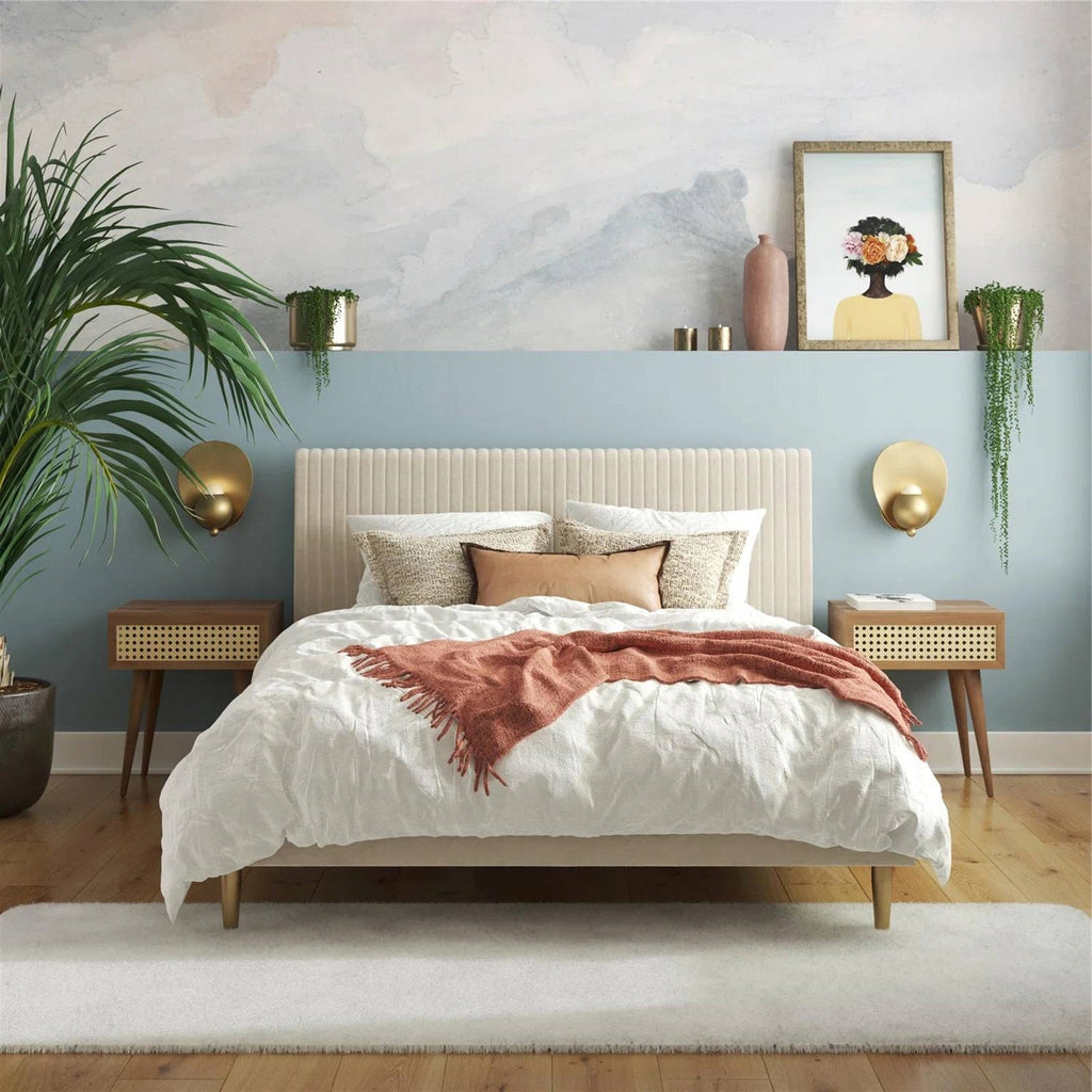 Lux Velvet Upholstered Platform Bed Headboard | HomePacific