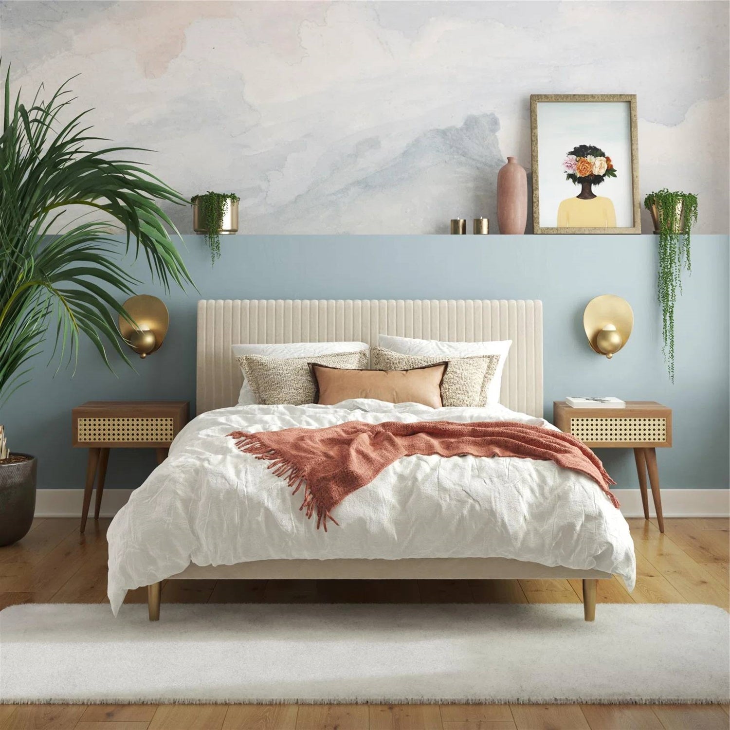 Lux Velvet Upholstered Platform Bed Headboard | HomePacific