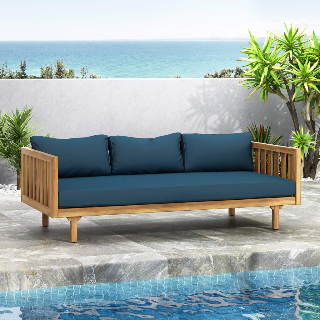 Luxe Weather-Resistant Acacia Wood Daybed 3-Seater | SAKSBY WHOLESALE