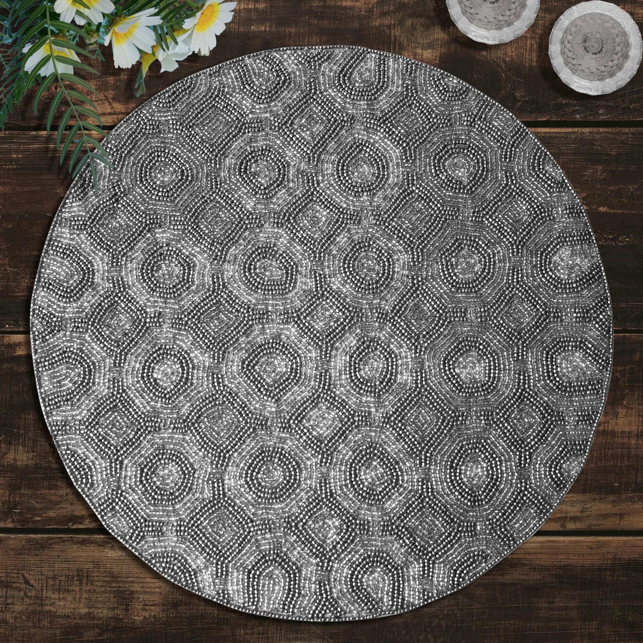 Luxurious Beaded Placemats With Satin Backing | Decozen