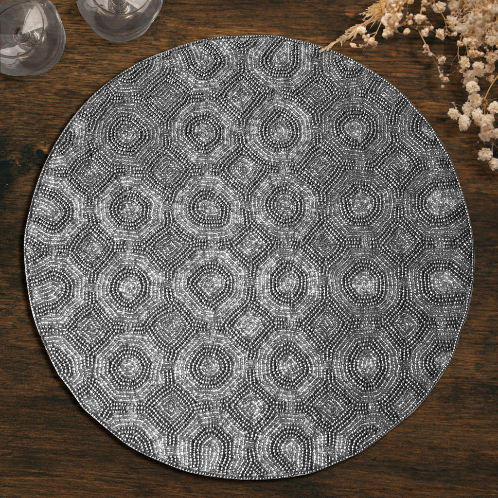 Luxurious Beaded Placemats With Satin Backing | Decozen