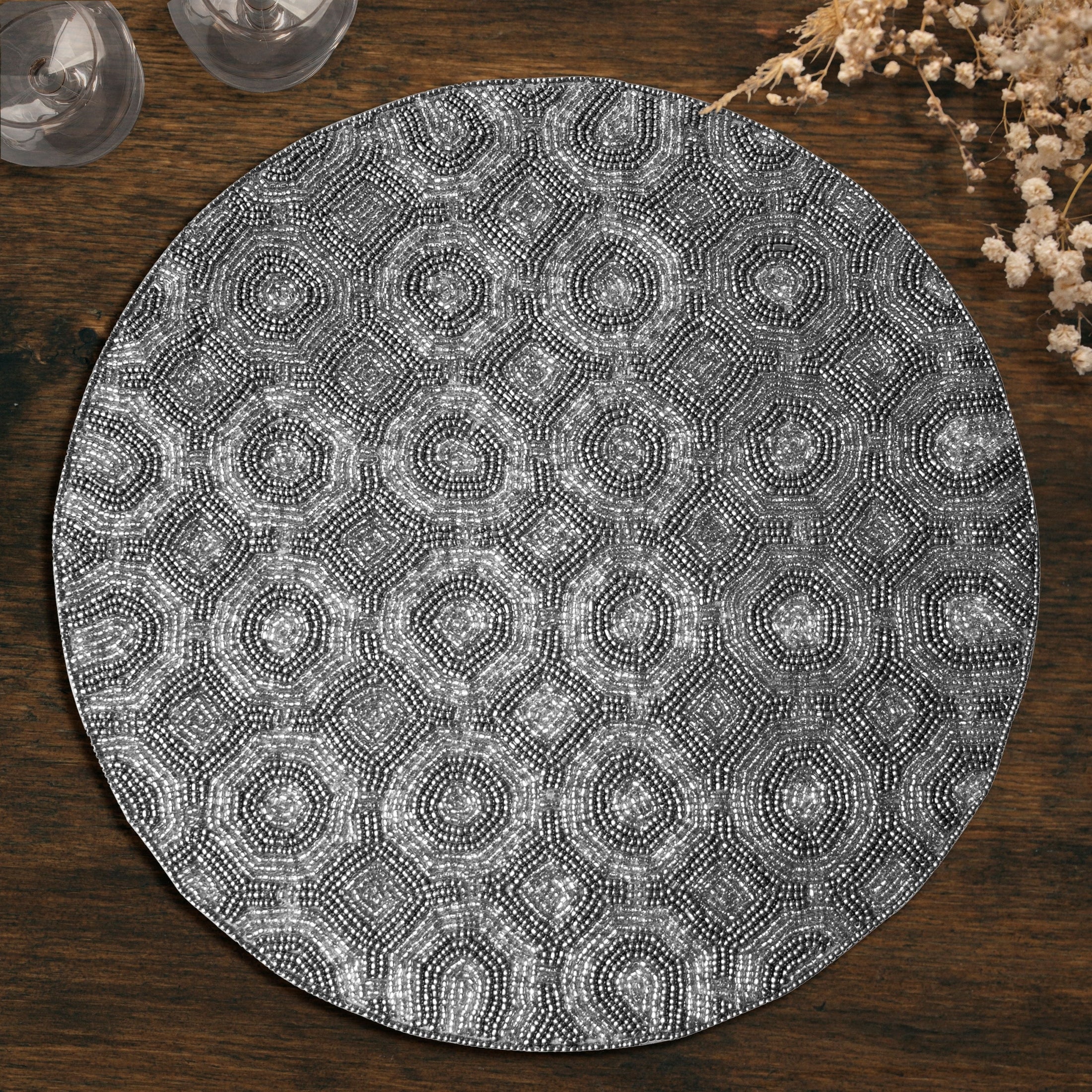 Luxurious Beaded Placemats With Satin Backing | Decozen