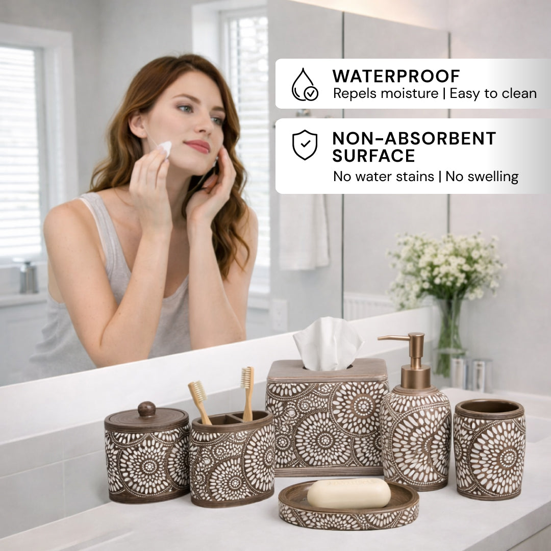 Luxurious Polyresin Bathroom Accessory Set | Decozen