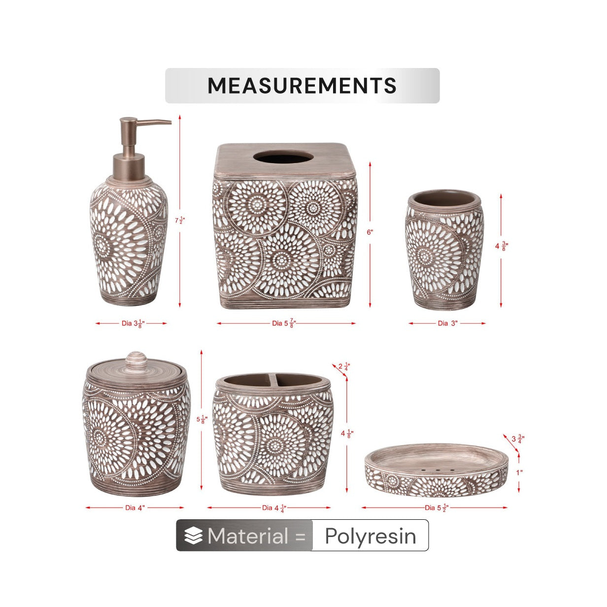 Luxurious Polyresin Bathroom Accessory Set | Decozen
