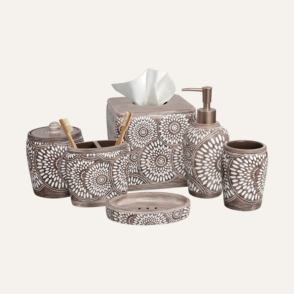Luxurious Polyresin Bathroom Accessory Set | Decozen