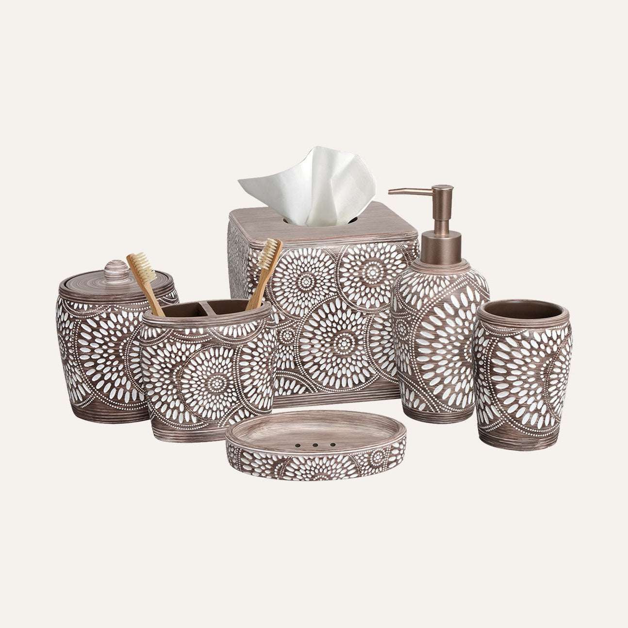 Luxurious Polyresin Bathroom Accessory Set | Decozen
