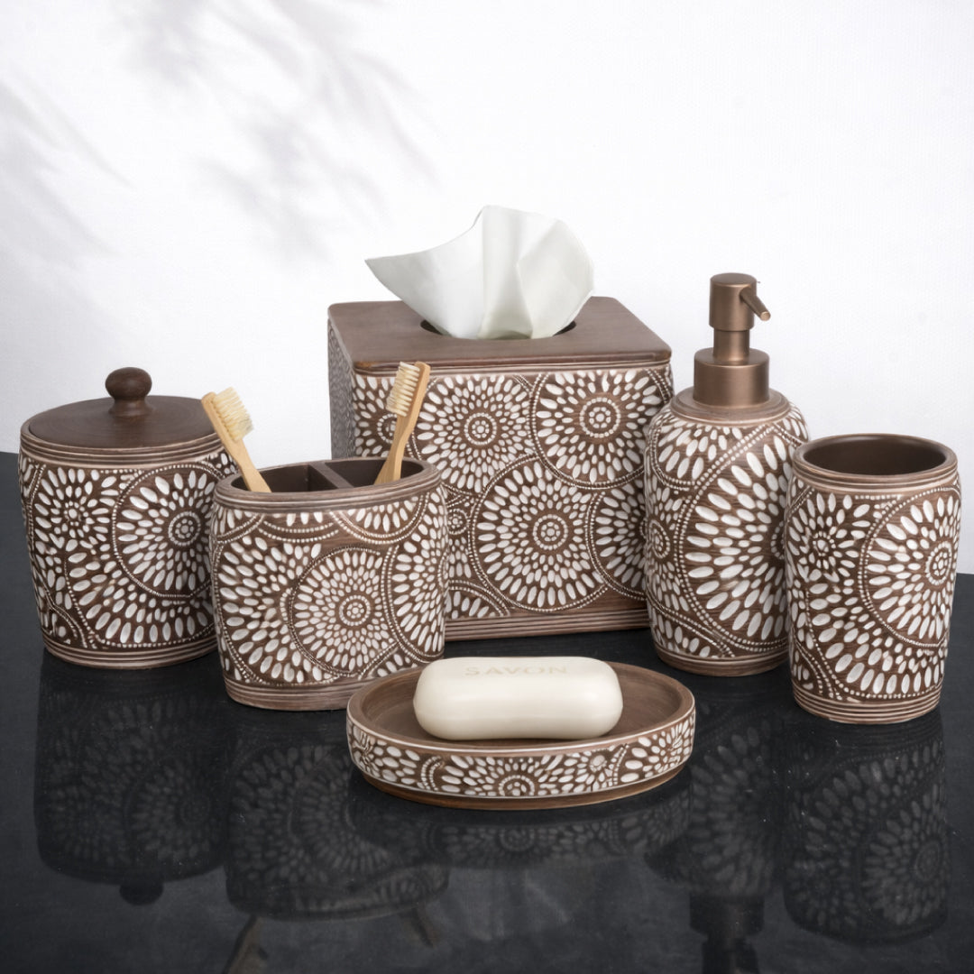 Luxurious Polyresin Bathroom Accessory Set | Decozen