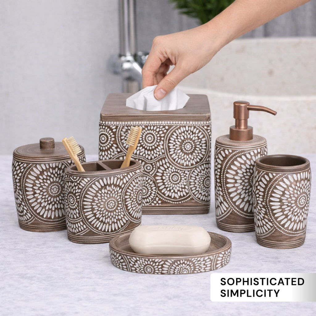 Luxurious Polyresin Bathroom Accessory Set | Decozen