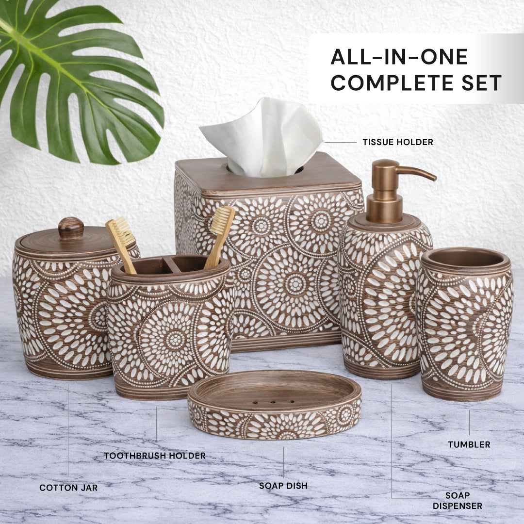 Luxurious Polyresin Bathroom Accessory Set | Decozen