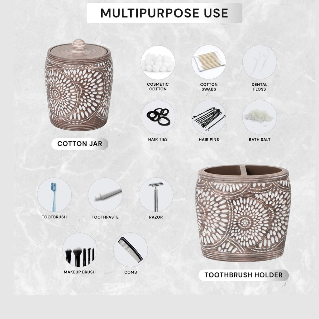 Luxurious Polyresin Bathroom Accessory Set | Decozen