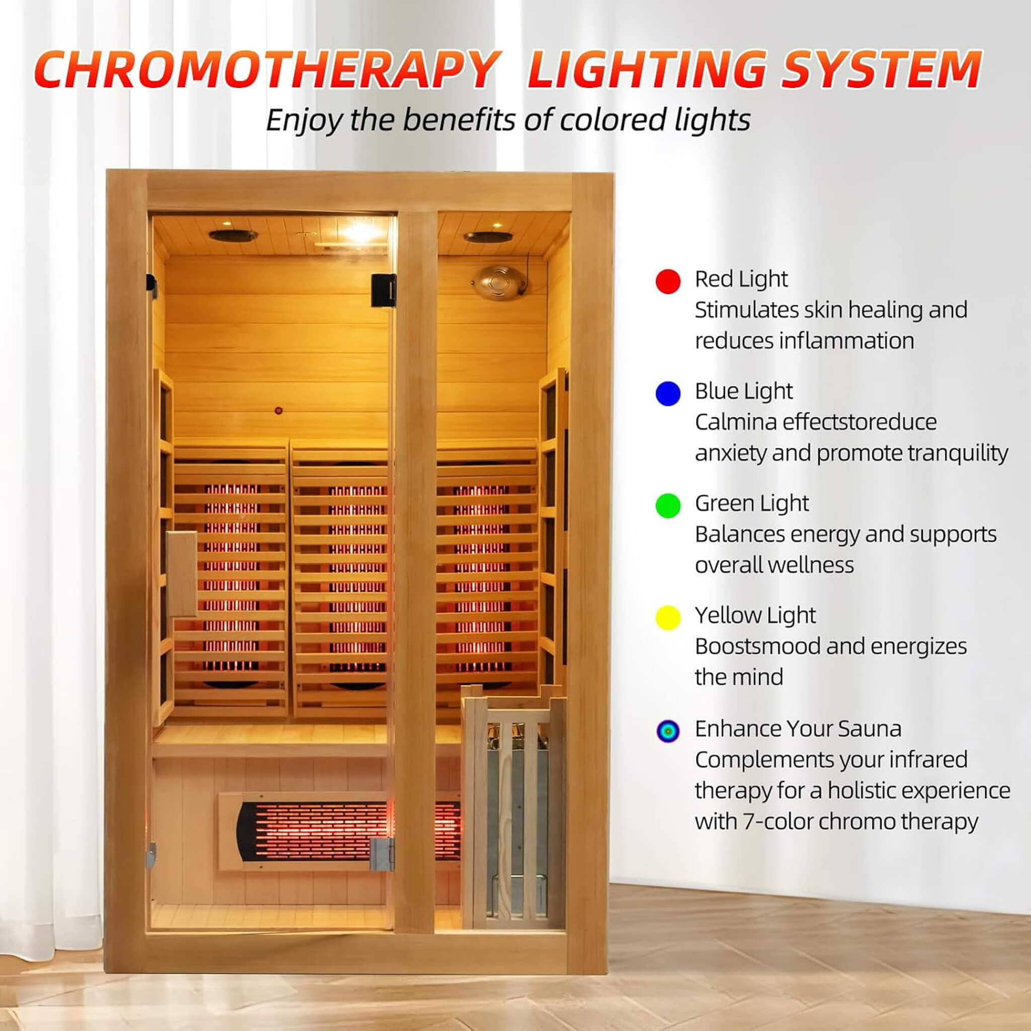 Rövia Luma 2-Person Indoor Hybrid Sauna Room With Infrared And 3.5KW Steam Heaters (SAK83750) by SAKSBY WHOLESALE