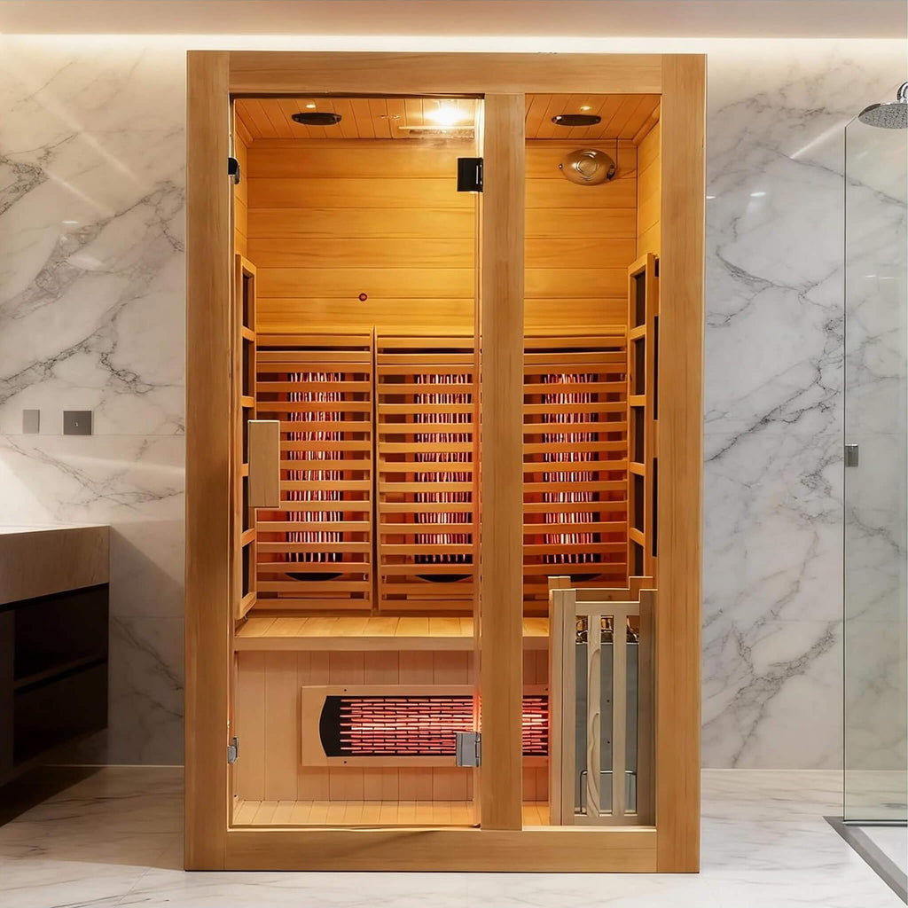 Rövia Luma 2-Person Indoor Hybrid Sauna Room With Infrared And 3.5KW Steam Heaters (SAK83750) by SAKSBY WHOLESALE