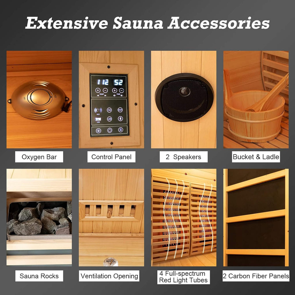Rövia Luma 2-Person Indoor Hybrid Sauna Room With Infrared And 3.5KW Steam Heaters (SAK83750) by SAKSBY WHOLESALE