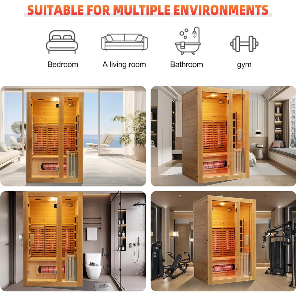 Rövia Luma 2-Person Indoor Hybrid Sauna Room With Infrared And 3.5KW Steam Heaters (SAK83750) by SAKSBY WHOLESALE