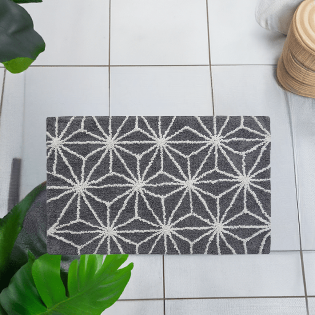 Luxuriously Absorbent Cotton Bath Rug Geometric | Vibhsa