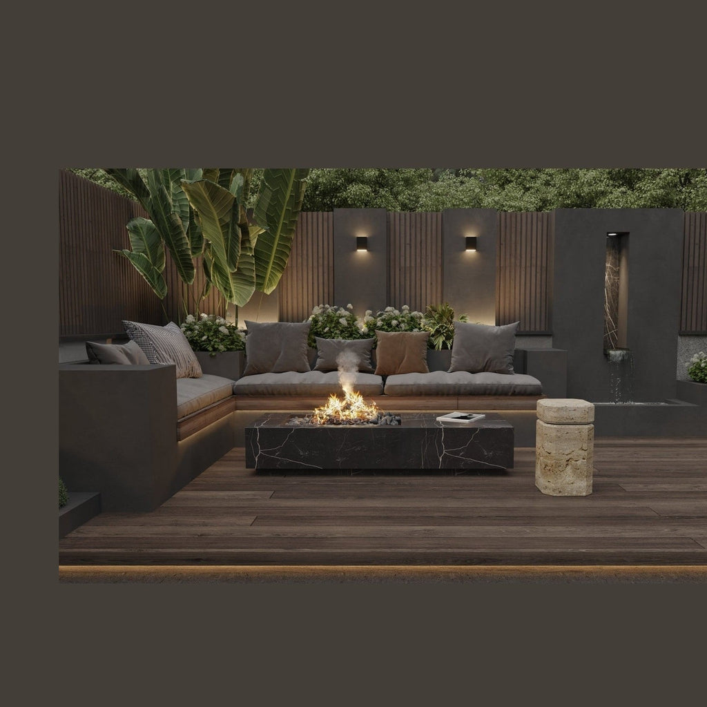 Luxury Travertine Marble Side Table with LED Illumination