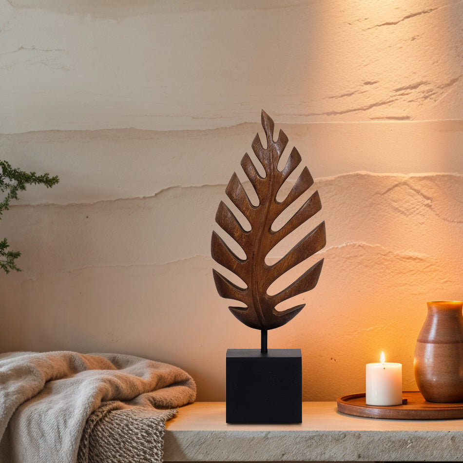 Madilyn Leaf – Hand-Carved Wooden Sculpture, Artistic Home Décor, Gift for Mom