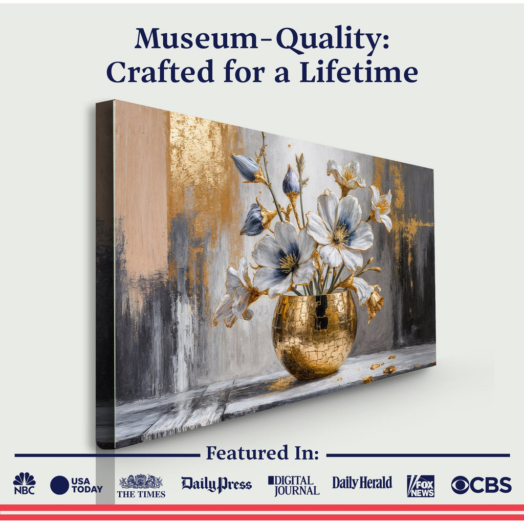 Magnolia Bloom in Gold Abstract Wall Art