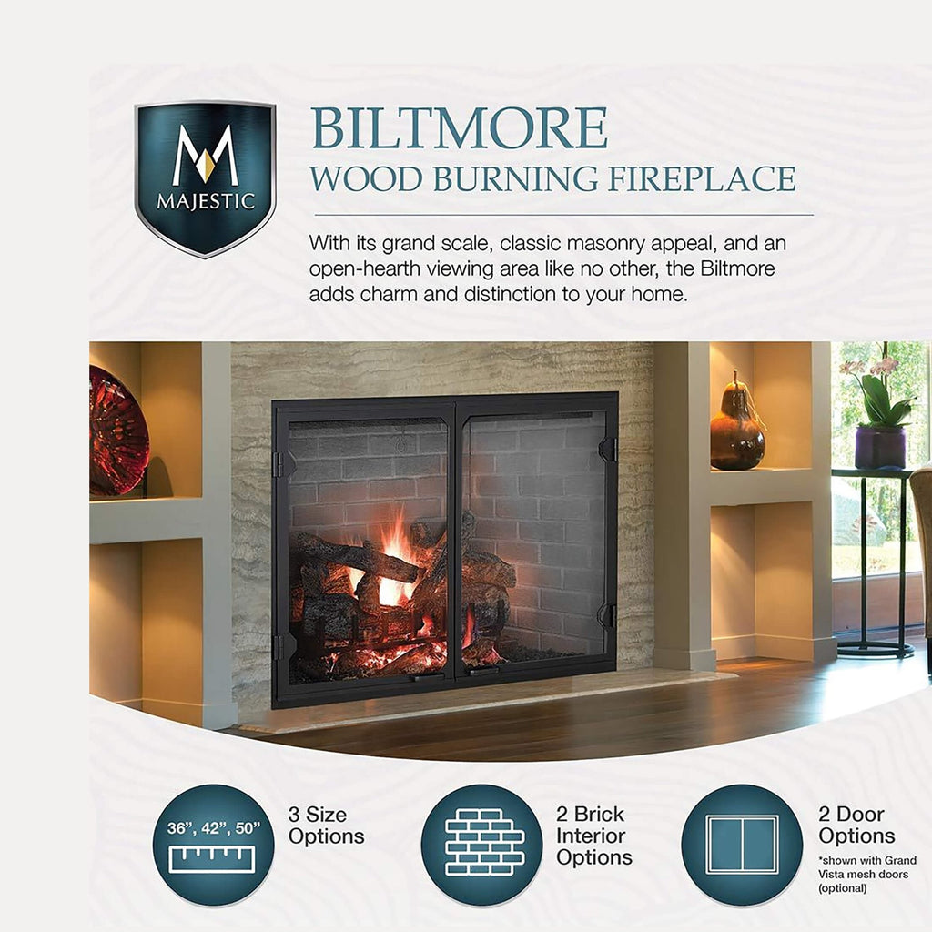 Majestic Herringbone Industrial-Style Open Wood-Burning Fireplace | SAKSBY WHOLESALE