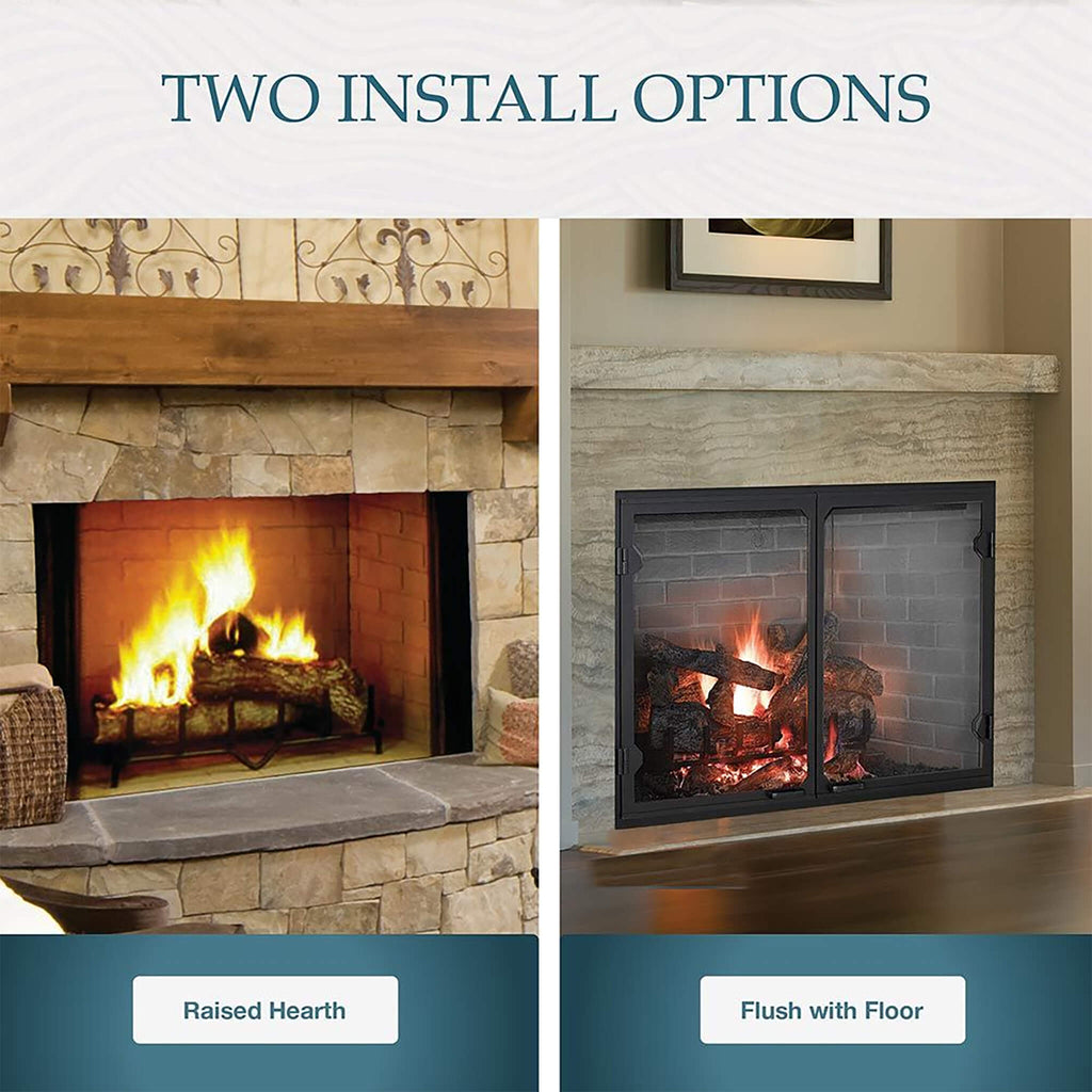 Majestic Herringbone Industrial-Style Open Wood-Burning Fireplace | SAKSBY WHOLESALE