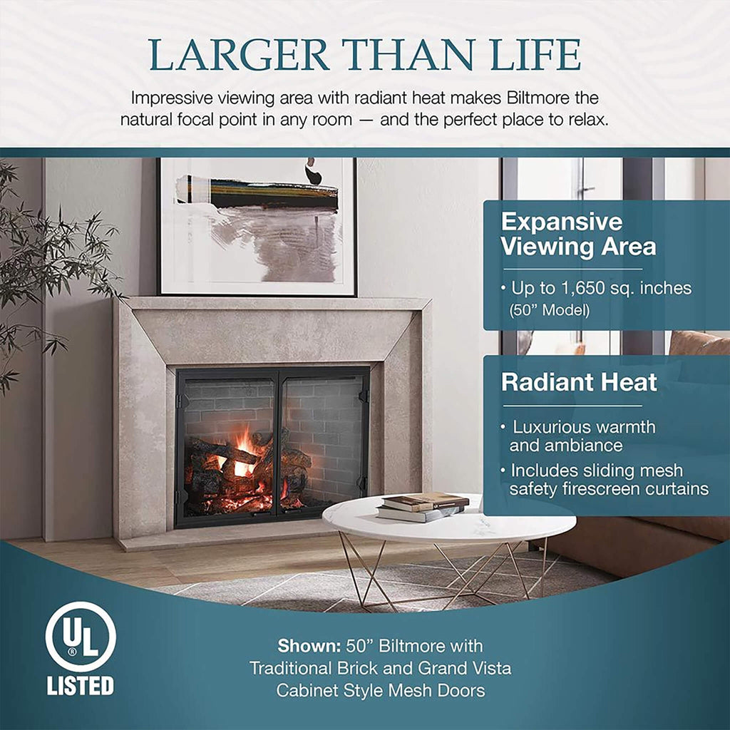 Majestic Herringbone Industrial-Style Open Wood-Burning Fireplace | SAKSBY WHOLESALE