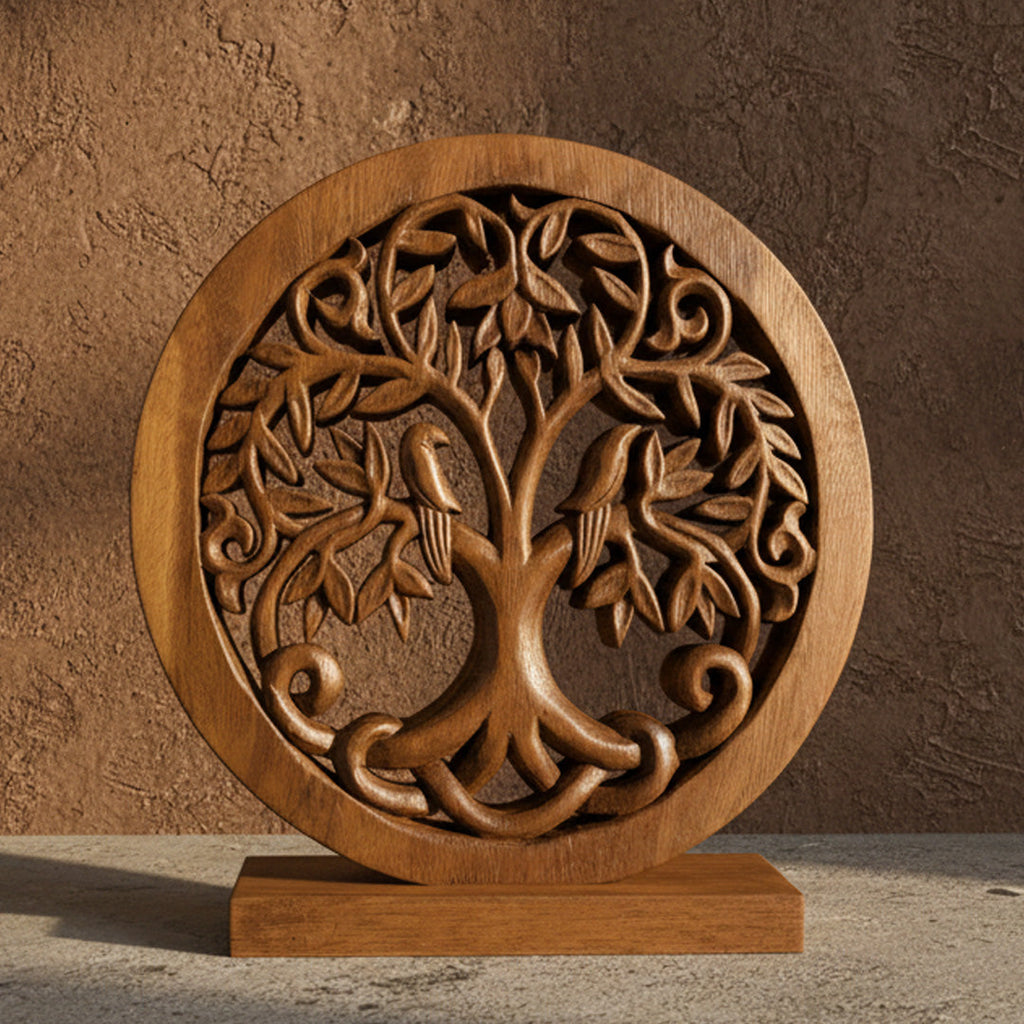 Maple Grove – Hand Carved Tree of Life Wooden Sculpture(Large), Handmade Farmhouse Décor, Gift for Mom