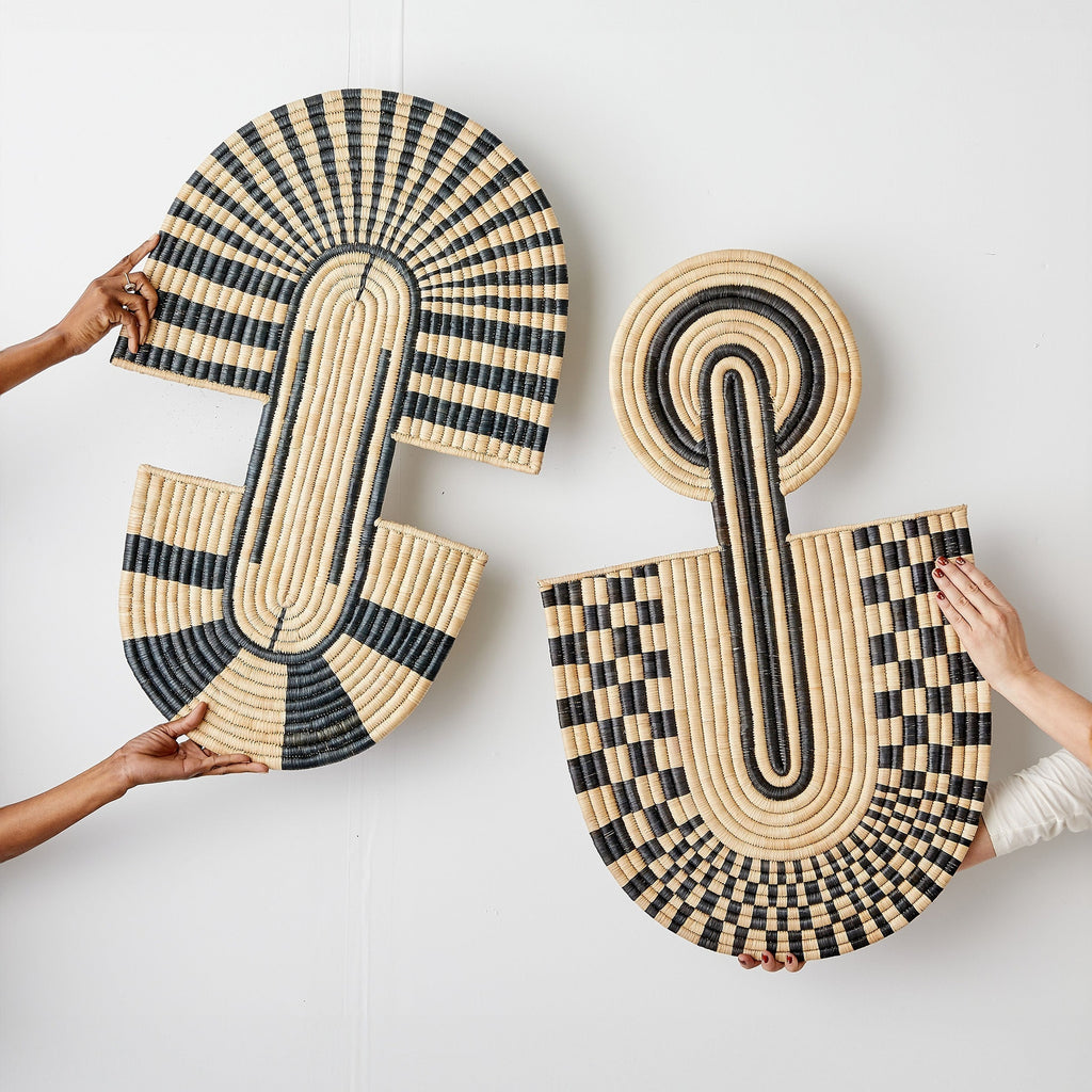 Maravi Patterned Black & Natural Woven Wall Art