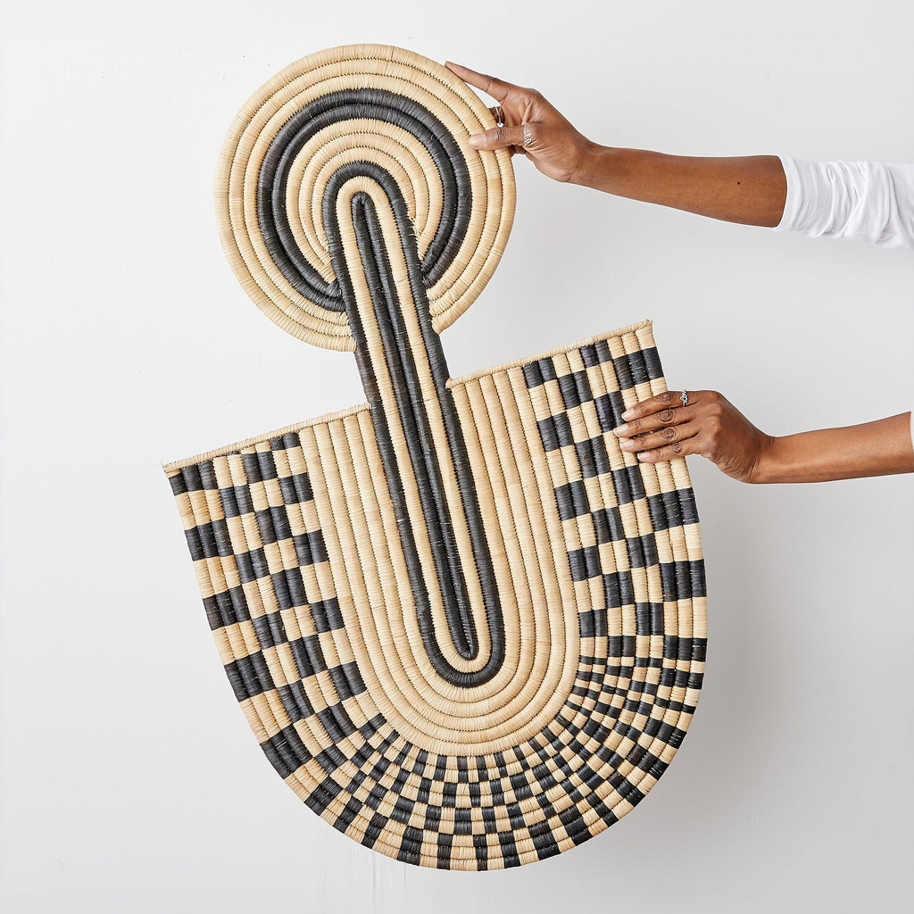 Maravi Patterned Black & Natural Woven Wall Art