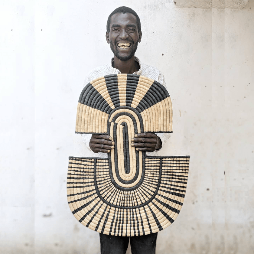 Maravi Patterned Black & Natural Woven Wall Art