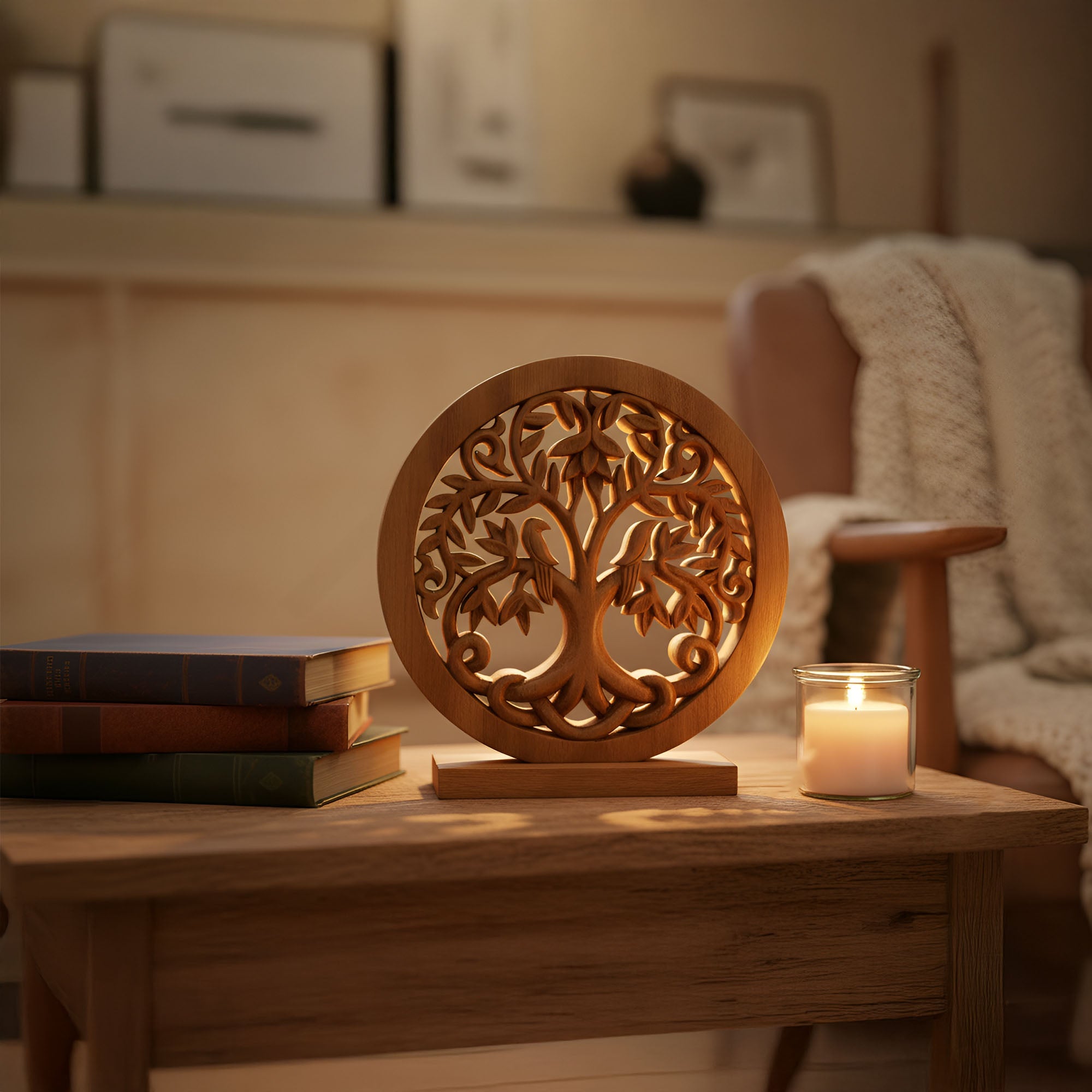 Mauk Tree of Life Wooden Sculpture(Medium) – Hand-Carved Decorative Art | Decozen Luxe, Gift for Mom