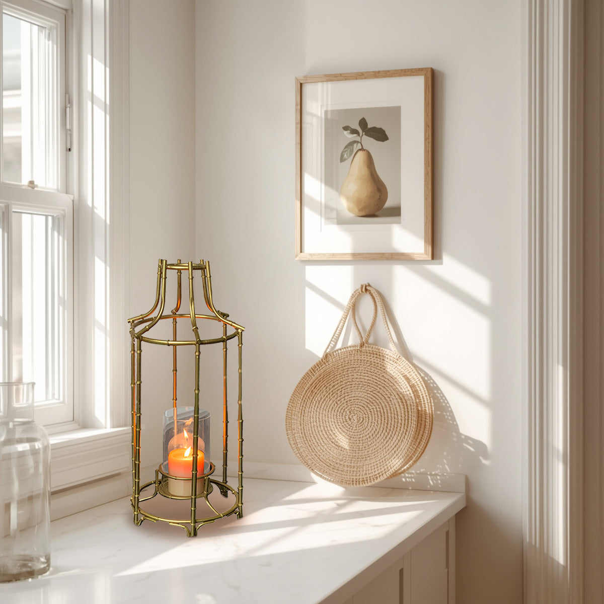 Metal Frame Lantern With Glass Hurricane | Decozen