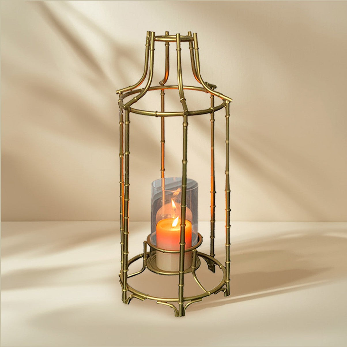 Metal Frame Lantern With Glass Hurricane | Decozen