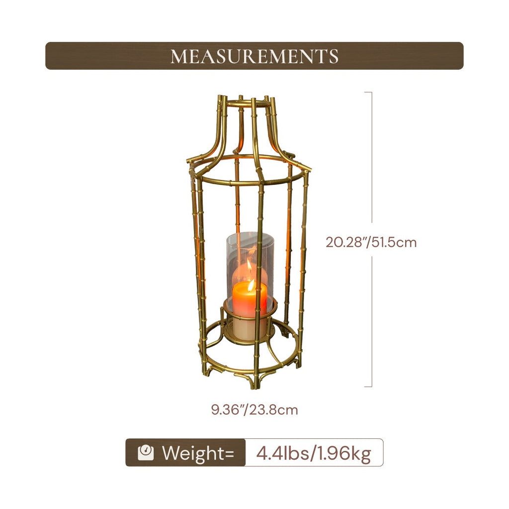 Metal Frame Lantern With Glass Hurricane | Decozen