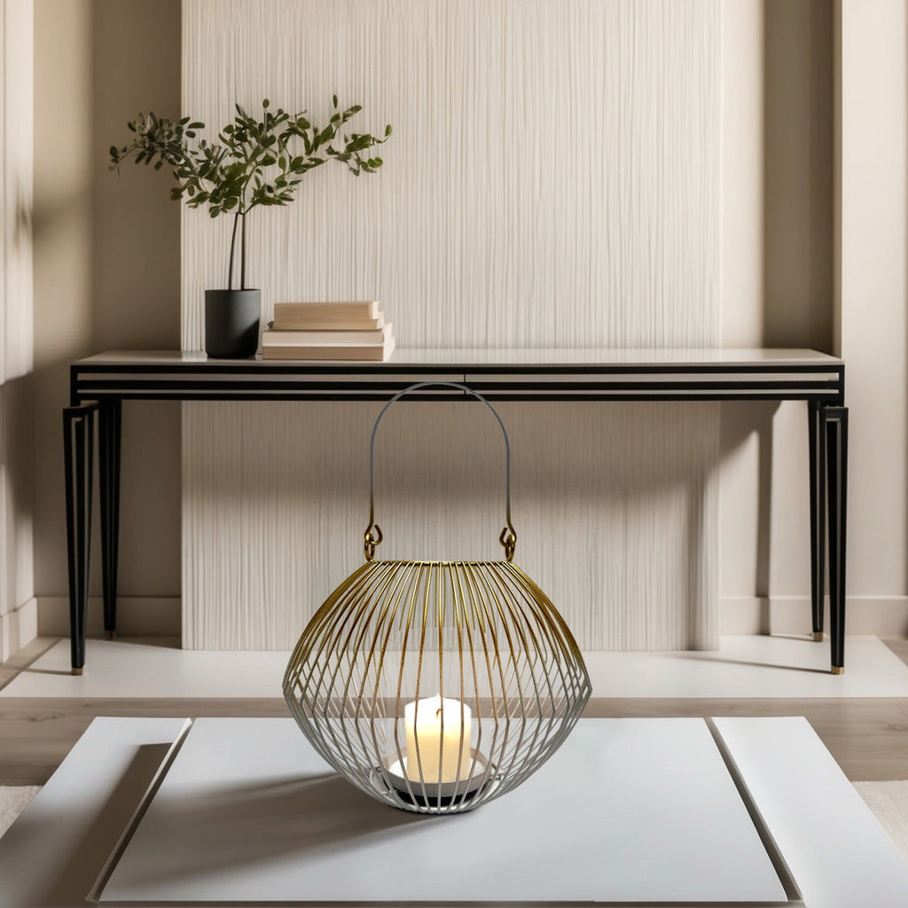 Metal Wire Candle Holder Lantern Sculpted | Decozen