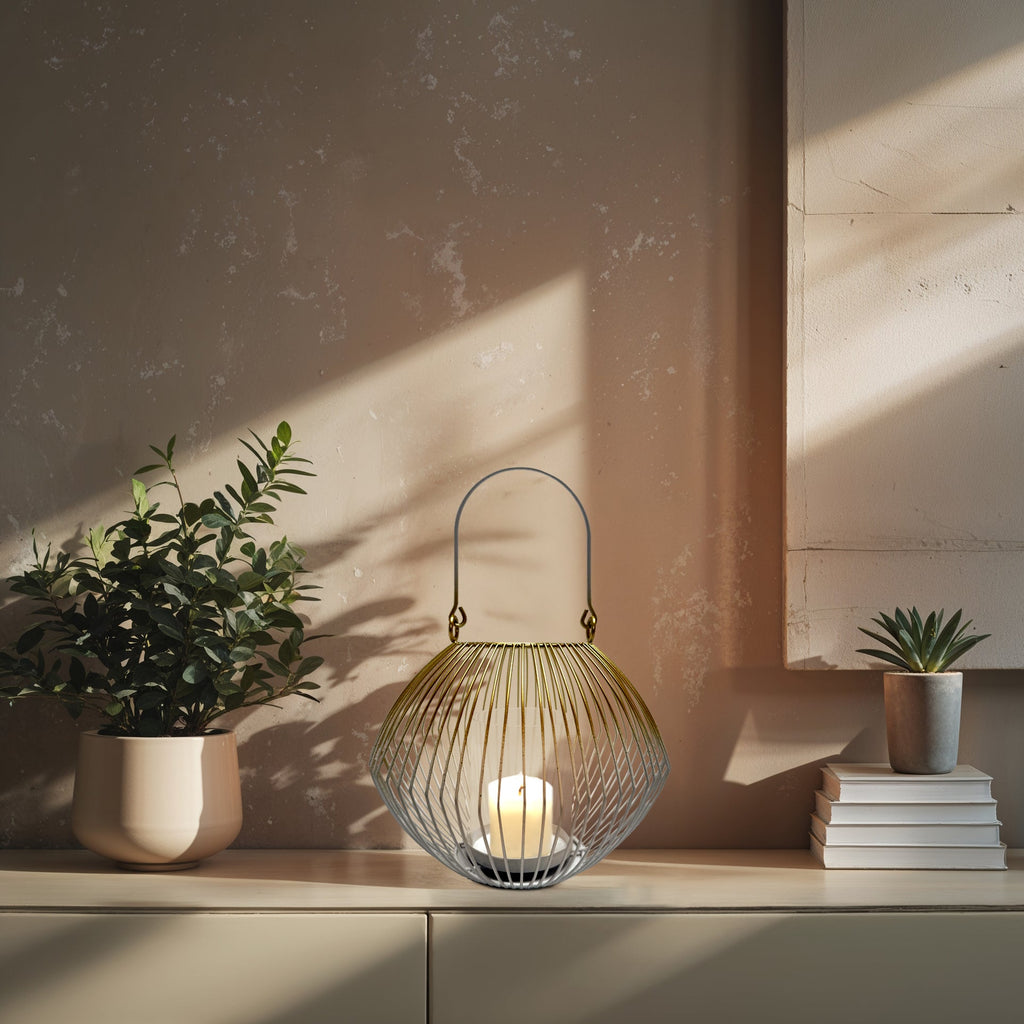 Metal Wire Candle Holder Lantern Sculpted | Decozen
