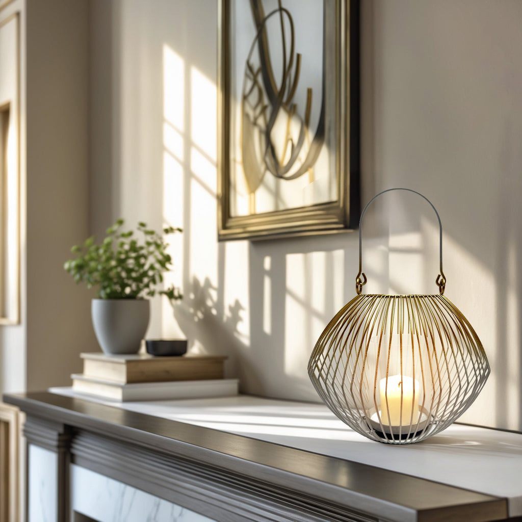 Metal Wire Candle Holder Lantern Sculpted | Decozen