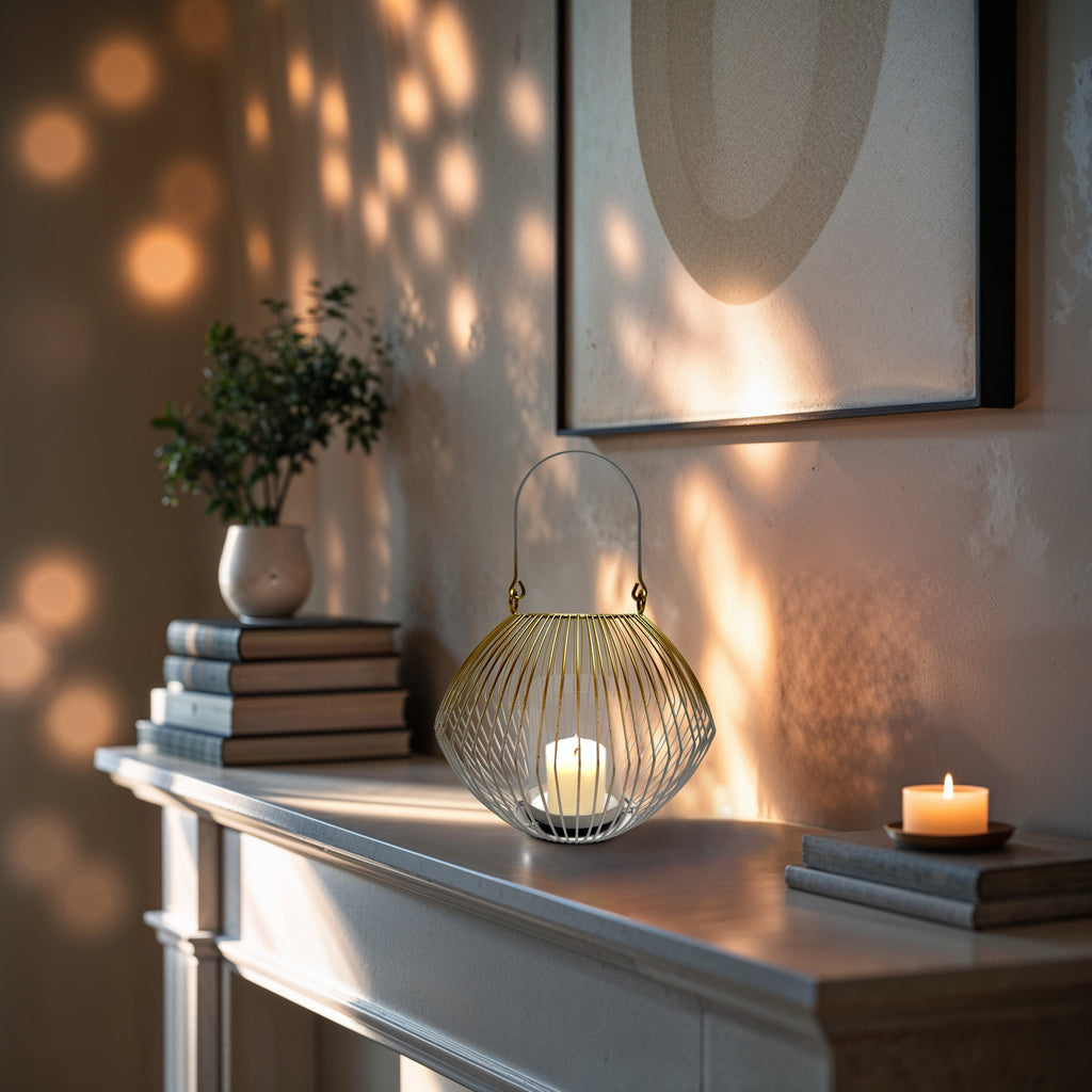 Metal Wire Candle Holder Lantern Sculpted | Decozen