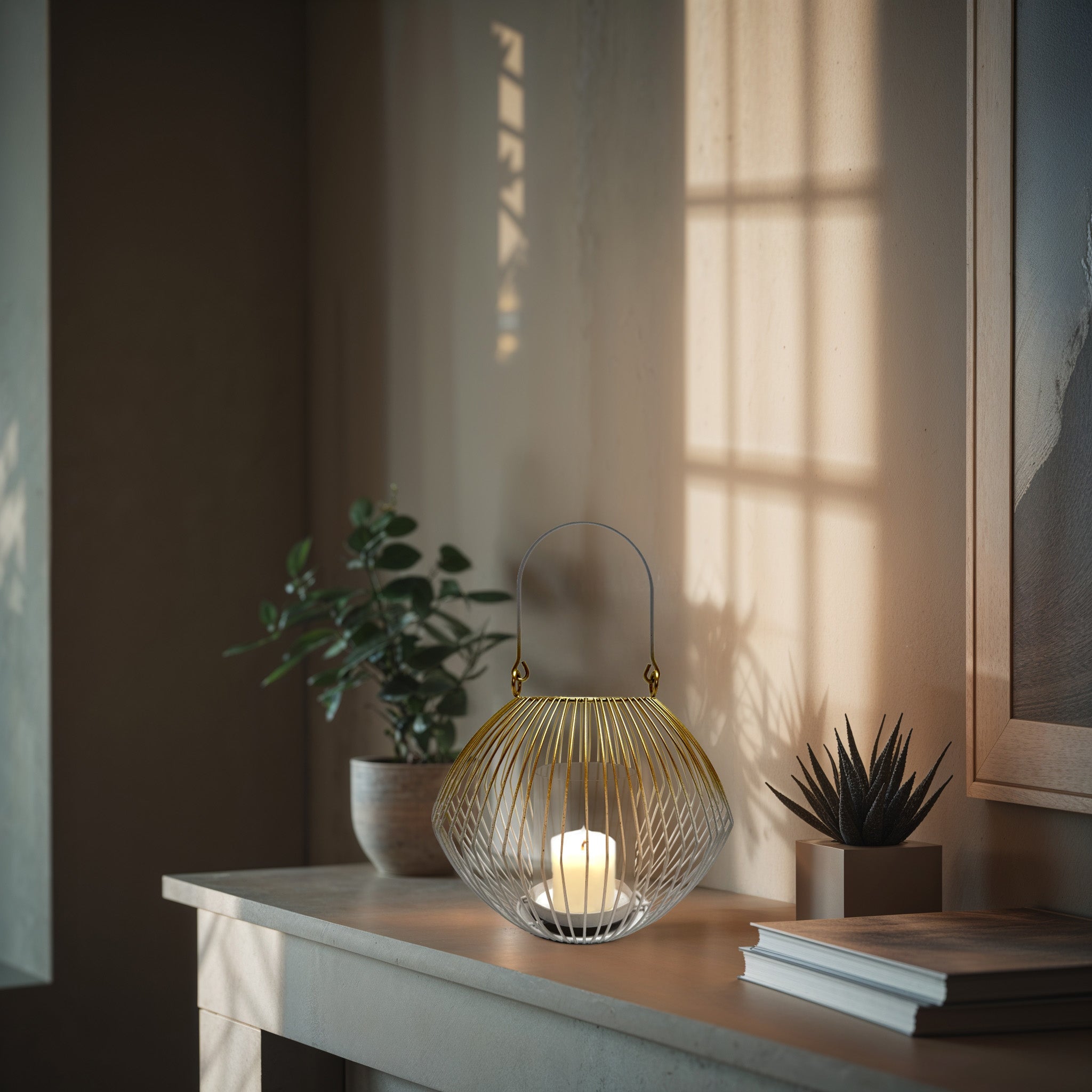 Metal Wire Candle Holder Lantern Sculpted | Decozen