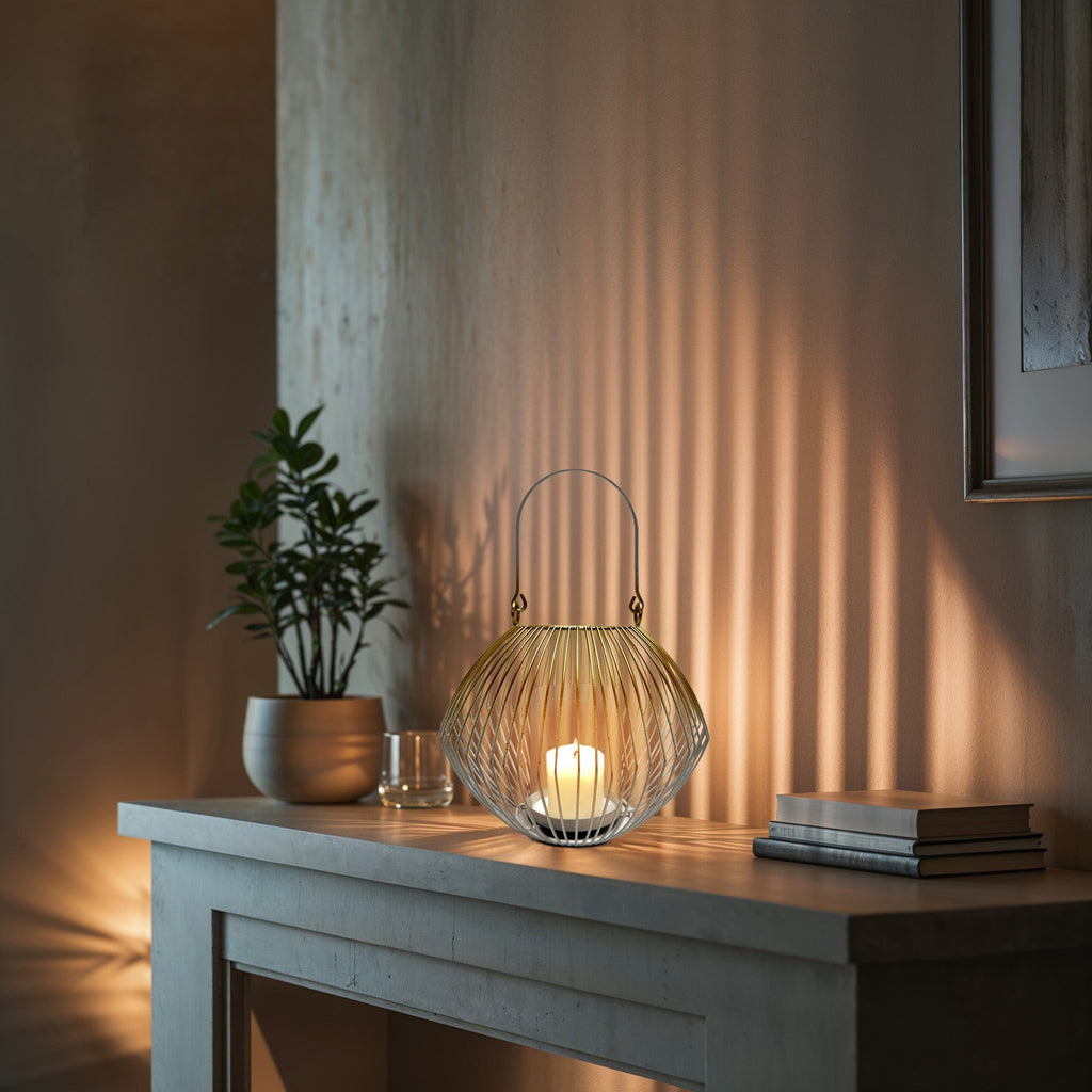 Metal Wire Candle Holder Lantern Sculpted | Decozen