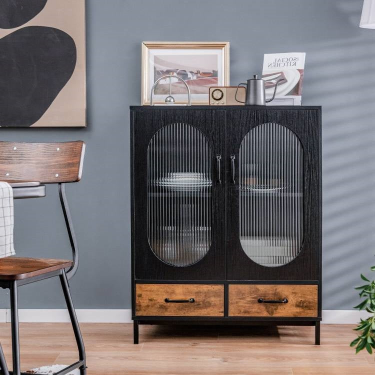 Metal Wood Sideboard Buffet 2-Tier | Spacious Storage by HomePacific
