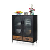 Metal Wood Sideboard Buffet 2-Tier | Spacious Storage by HomePacific