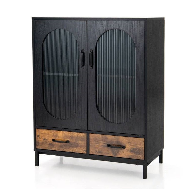 Metal Wood Sideboard Buffet 2-Tier | Spacious Storage by HomePacific