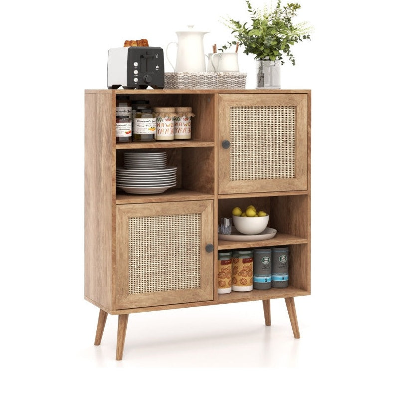 Mid Century Wood Sideboard | Timeless Storage With Rattan Doors by HomePacific