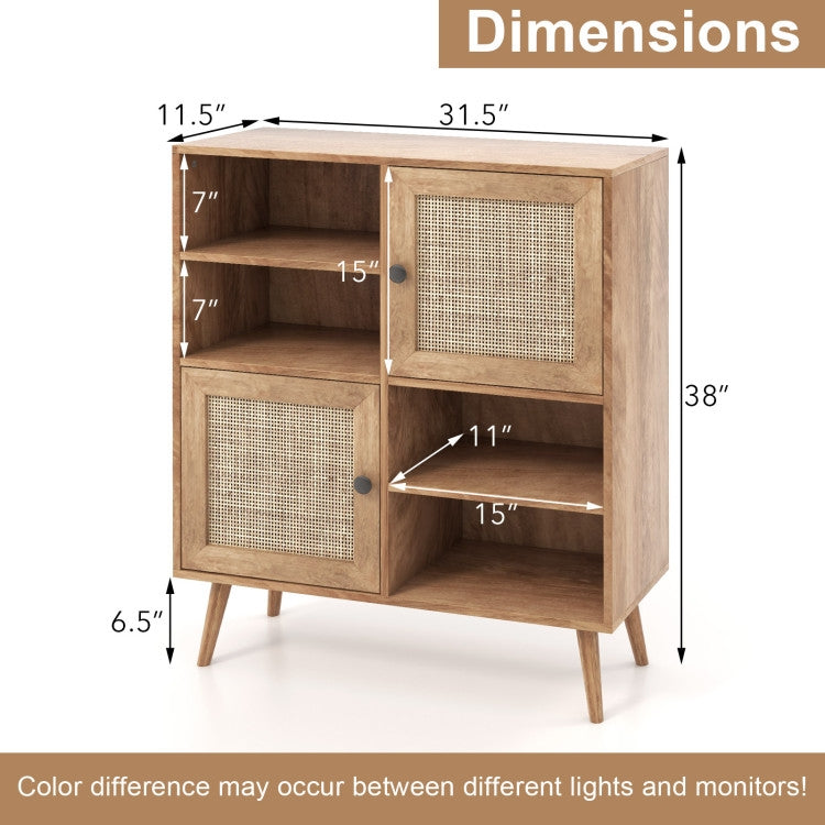 Mid Century Wood Sideboard | Timeless Storage With Rattan Doors by HomePacific
