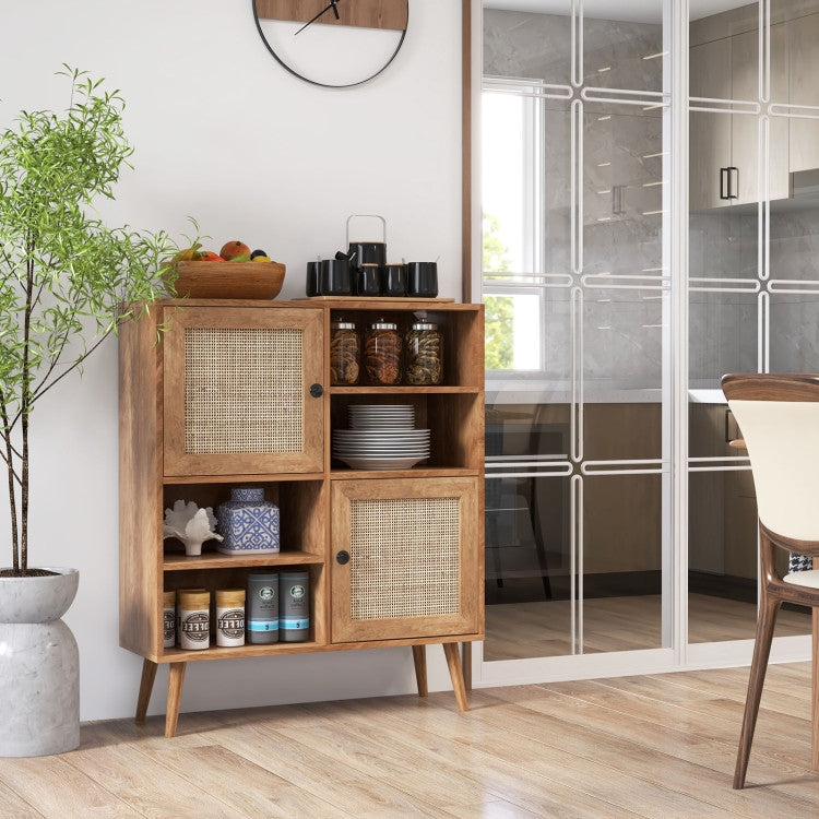 Mid Century Wood Sideboard | Timeless Storage With Rattan Doors by HomePacific