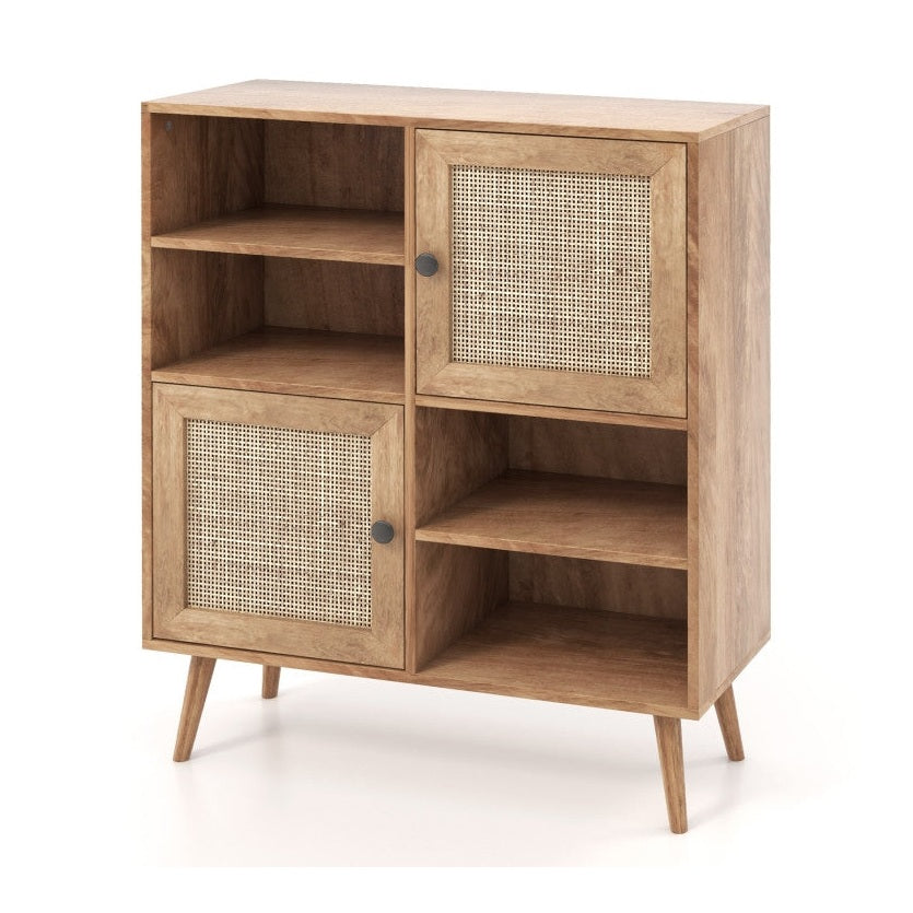 Mid Century Wood Sideboard | Timeless Storage With Rattan Doors by HomePacific