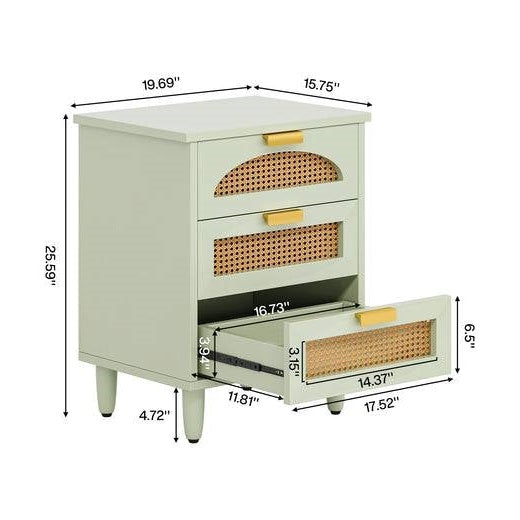 Mid Century Wooden Three Drawer Nightstand | HomePacific